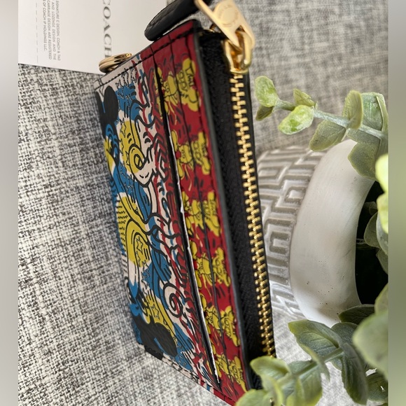 $69(NEW) Coach Disney Mickey Mouse X Keith Haring Mini Skinny ID Case Card - Picture 9 of 12